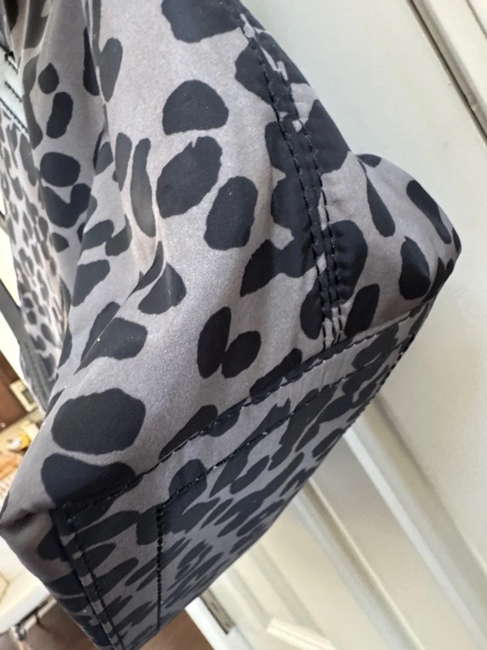 Cole Haan Gray Leopard Print Tote with Black Leather Handles